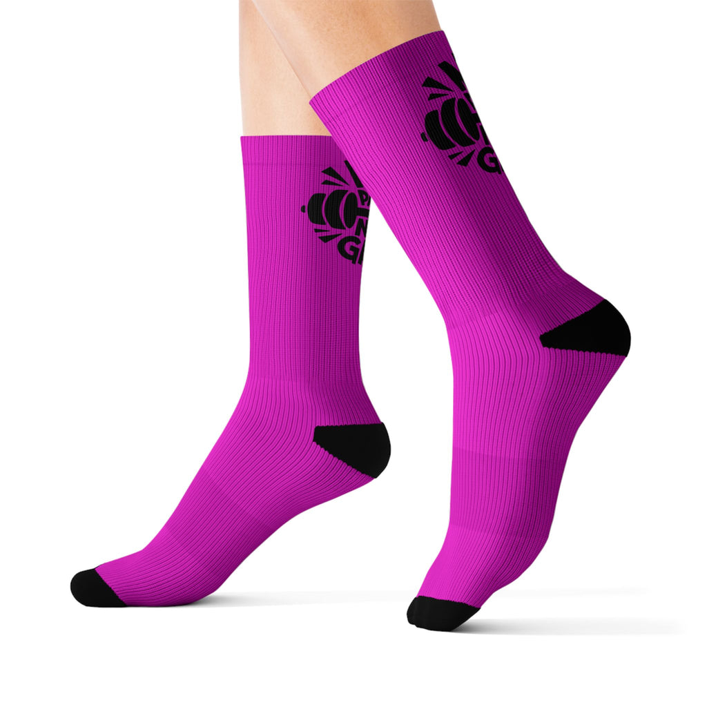 OFFSOCKS Crew Socks – "NO PAIN NO GAIN" Pink | Gym & Fitness Socken