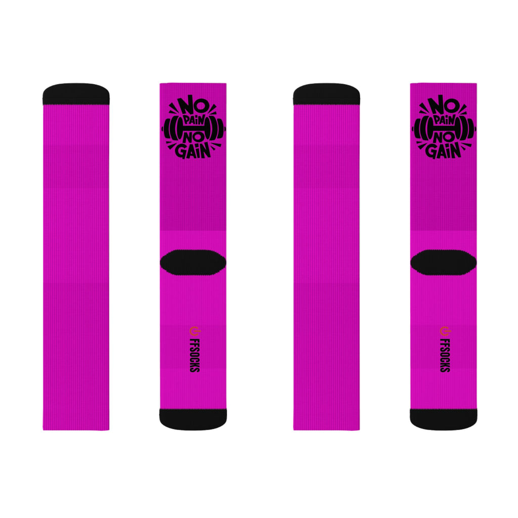 OFFSOCKS Crew Socks – "NO PAIN NO GAIN" Pink | Gym & Fitness Socken