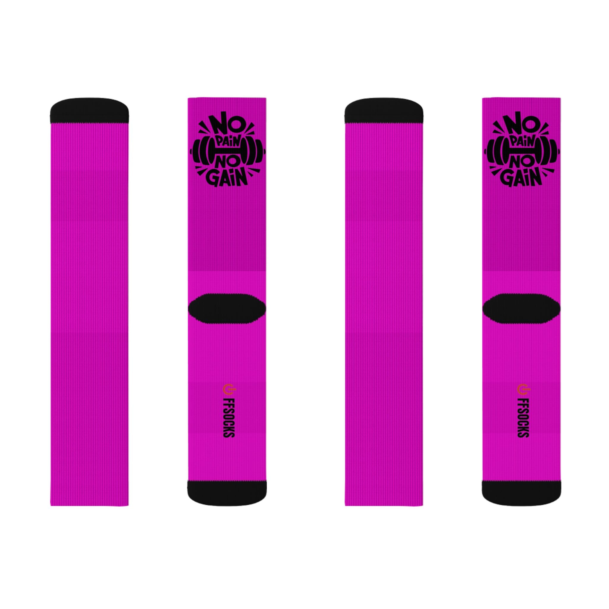 OFFSOCKS Crew Socks – "NO PAIN NO GAIN" Pink | Gym & Fitness Socken