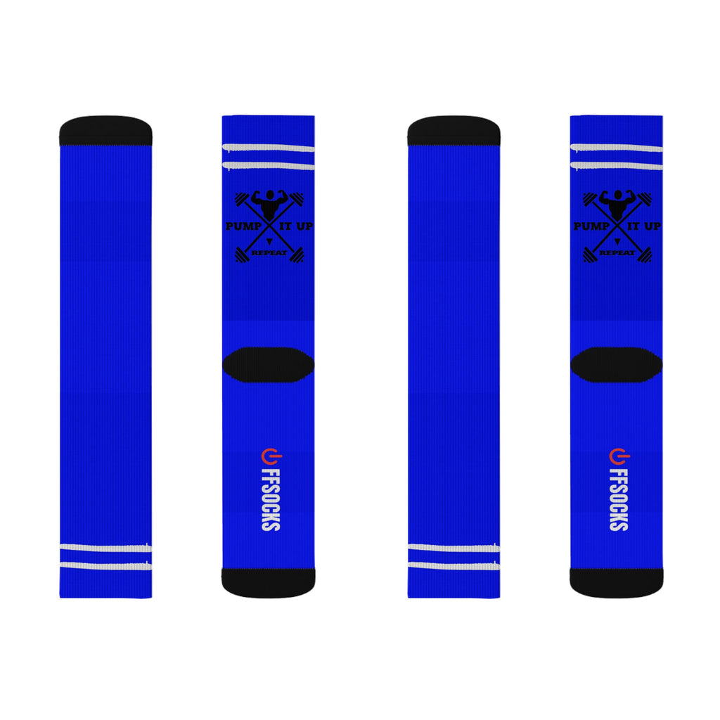 OFFSOCKS Retro Blue Crew Sportsocken | Oldschool Weightlifting & Fitness Socks