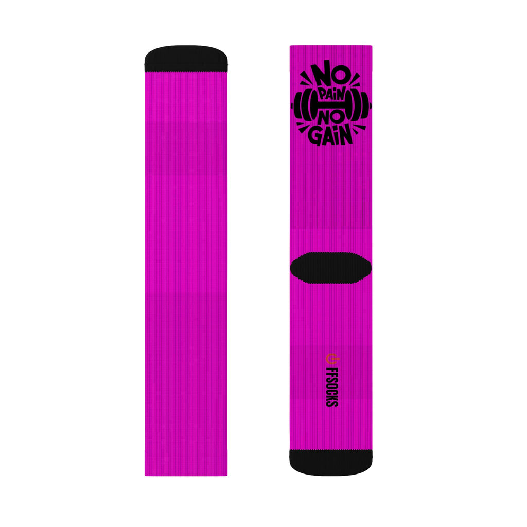 OFFSOCKS Crew Socks – "NO PAIN NO GAIN" Pink | Gym & Fitness Socken