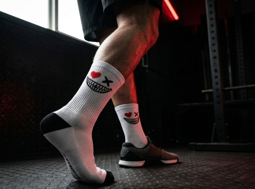 OFFSOCKS Psycho Smile Crew - Gym Lifestyle Shot